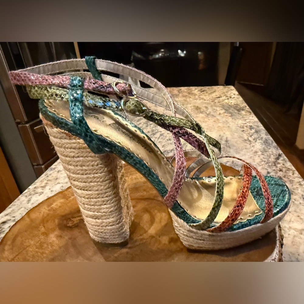 Lulu Townsend Multicolor Yanka Strappy Platform Heeled Sandals in box . Size 7